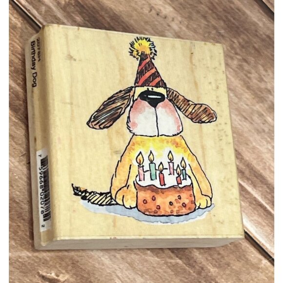 HTF 2001 PENNY BLACK 2078H BIRTHDAY DOG WOOD RUBBER STAMP BY MARGARET SHERRY - Picture 1 of 5